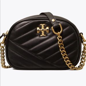 Tory Burch Kira small chevron crossbody camera bag black